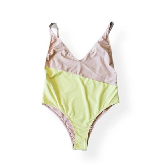 Topshop Other - TOPSHOP color block nude yellow one piece swimsuit